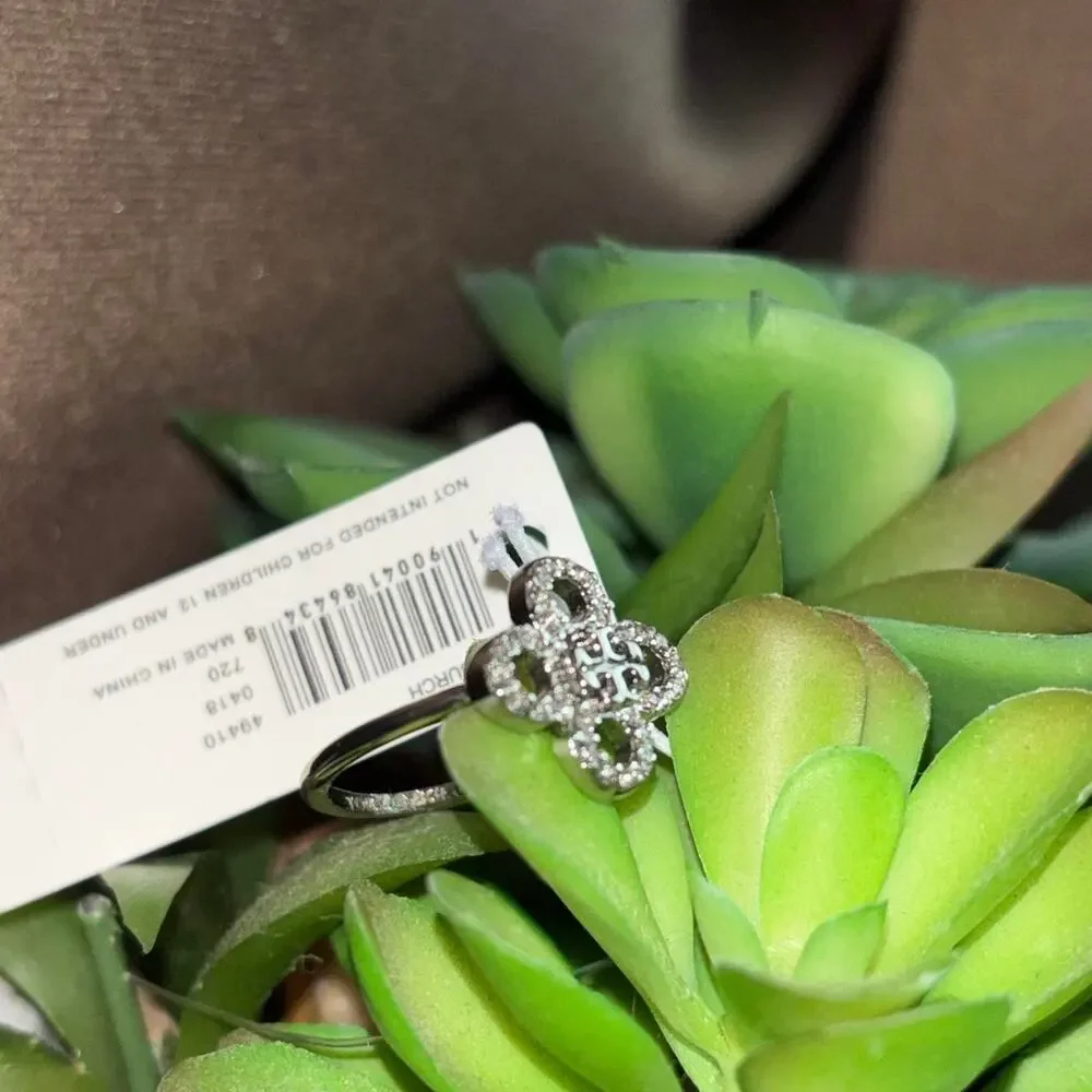 Tory burch size 7 silver ring new with tags and dust bag